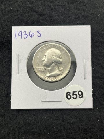1936 S Washington Quarter Silver Coin: KEY WORDS: INDIAN ARTIFACT ARTIFACTS ARROWHEAD ARROWHEADS NATIVE AMERICAN MISSISSIPPIAN QUAPAW CADDO POTTERY COINS MORGAN DOLLAR PEACE DOLLAR SILVER COINS. All coins have been Sigma tested for authent