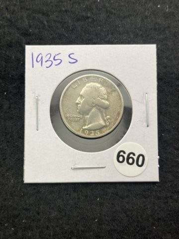 1935 S Washington Quarter Silver Coin: KEY WORDS: INDIAN ARTIFACT ARTIFACTS ARROWHEAD ARROWHEADS NATIVE AMERICAN MISSISSIPPIAN QUAPAW CADDO POTTERY COINS MORGAN DOLLAR PEACE DOLLAR SILVER COINS. All coins have been Sigma tested for authent