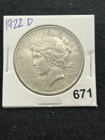 1922 D Peace Silver Dollar Coin: KEY WORDS: INDIAN ARTIFACT ARTIFACTS ARROWHEAD ARROWHEADS NATIVE AMERICAN MISSISSIPPIAN QUAPAW CADDO POTTERY COINS MORGAN DOLLAR PEACE DOLLAR SILVER COINS. All coins have been Sigma tested for