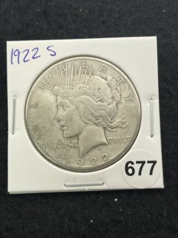 1922 S Peace Silver Dollar Coin: KEY WORDS: INDIAN ARTIFACT ARTIFACTS ARROWHEAD ARROWHEADS NATIVE AMERICAN MISSISSIPPIAN QUAPAW CADDO POTTERY COINS MORGAN DOLLAR PEACE DOLLAR SILVER COINS. All coins have been Sigma tested for authent