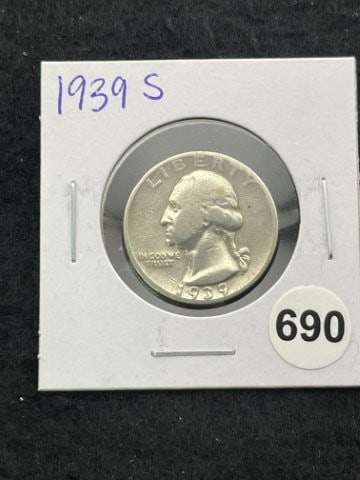 1939 S Washington Quarter Silver Coin: KEY WORDS: INDIAN ARTIFACT ARTIFACTS ARROWHEAD ARROWHEADS NATIVE AMERICAN MISSISSIPPIAN QUAPAW CADDO POTTERY COINS MORGAN DOLLAR PEACE DOLLAR SILVER COINS. All coins have been Sigma tested for authent