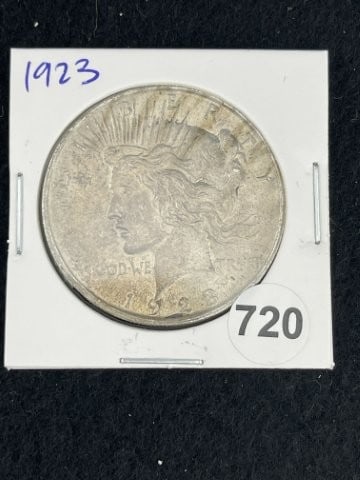 1923 Peace Silver Dollar Coin: KEY WORDS: INDIAN ARTIFACT ARTIFACTS ARROWHEAD ARROWHEADS NATIVE AMERICAN MISSISSIPPIAN QUAPAW CADDO POTTERY COINS MORGAN DOLLAR PEACE DOLLAR SILVER COINS. All coins have been Sigma tested for authent