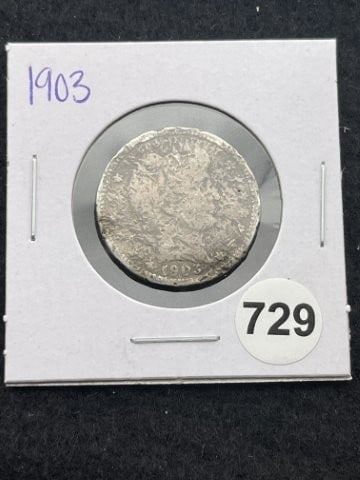 1903 Barber Quarter Silver Coin: KEY WORDS: INDIAN ARTIFACT ARTIFACTS ARROWHEAD ARROWHEADS NATIVE AMERICAN MISSISSIPPIAN QUAPAW CADDO POTTERY COINS MORGAN DOLLAR PEACE DOLLAR SILVER COINS. All coins have been Sigma tested for authent