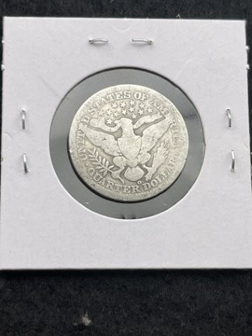 1908 O Barber Quarter Silver Coin - 2