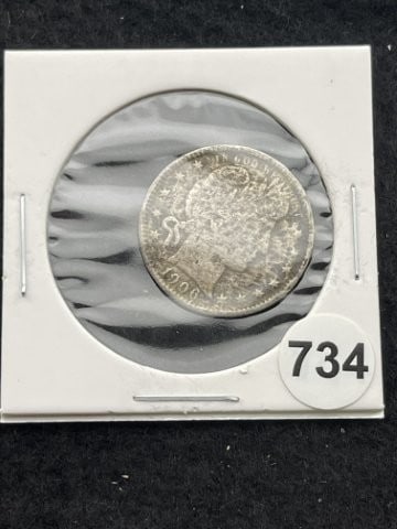 1906 Barber Quarter Silver Coin: KEY WORDS: INDIAN ARTIFACT ARTIFACTS ARROWHEAD ARROWHEADS NATIVE AMERICAN MISSISSIPPIAN QUAPAW CADDO POTTERY COINS MORGAN DOLLAR PEACE DOLLAR SILVER COINS. All coins have been Sigma tested for authent