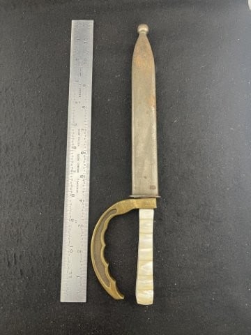 Will & Finck Sf Cal Dagger with abalogna Handle: KEY WORDS: INDIAN ARTIFACT ARTIFACTS ARROWHEAD ARROWHEADS NATIVE AMERICAN MISSISSIPPIAN QUAPAW CADDO POTTERY COINS MORGAN DOLLAR PEACE DOLLAR SILVER COINS. All coins have been Sigma tested for