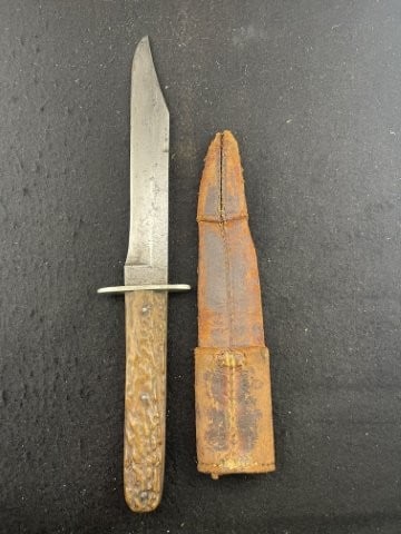 Bone Handle Knife with Leather Sheath - 3