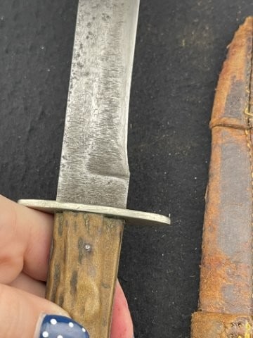 Bone Handle Knife with Leather Sheath - 5