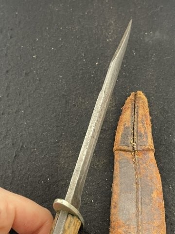 Bone Handle Knife with Leather Sheath - 6