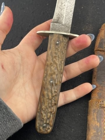 Bone Handle Knife with Leather Sheath - 8