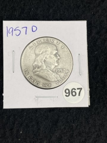 1957 D Franklin Half Dollar Silver Coin (1 of 2)