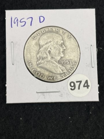 1957 D Franklin Half Dollar Silver Coin (1 of 2)