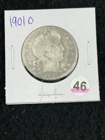 1901 O Barber Half Dollar Silver Coin: KEY WORDS: INDIAN ARTIFACT ARTIFACTS ARROWHEAD ARROWHEADS NATIVE AMERICAN MISSISSIPPIAN QUAPAW CADDO POTTERY COINS MORGAN DOLLAR PEACE DOLLAR SILVER COINS. All coins have been Sigma tested for