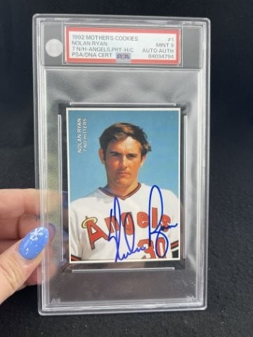 1992 Nolan Ryan Hand Signed Authentic Autograph Mother's Cookies Mint 9 Baseball Card: KEY WORDS: INDIAN ARTIFACT ARTIFACTS ARROWHEAD ARROWHEADS NATIVE AMERICAN MISSISSIPPIAN QUAPAW CADDO POTTERY COINS MORGAN DOLLAR PEACE DOLLAR SILVER COINS. All coins have been Sigma tested for