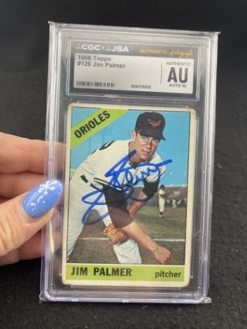 1966 Topps Jim Palmer Hand Signed Authentic Autograph Baseball Card (1 of 2)