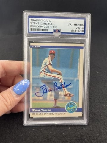 Steve Carlton Hand Signed Authentic Autograph Baseball Card (1 of 2)