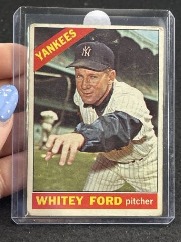 1966 Topps Whitey Ford Baseball Card: KEY WORDS: INDIAN ARTIFACT ARTIFACTS ARROWHEAD ARROWHEADS NATIVE AMERICAN MISSISSIPPIAN QUAPAW CADDO POTTERY COINS MORGAN DOLLAR PEACE DOLLAR SILVER COINS. All coins have been Sigma tested for authent