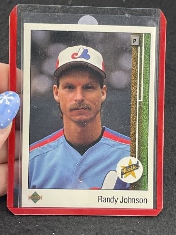 Randy Johnson Baseball Card: KEY WORDS: INDIAN ARTIFACT ARTIFACTS ARROWHEAD ARROWHEADS NATIVE AMERICAN MISSISSIPPIAN QUAPAW CADDO POTTERY COINS MORGAN DOLLAR PEACE DOLLAR SILVER COINS. All coins have been Sigma tested for authent