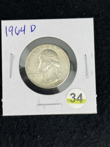 1964 D Washington Quarter Silver Coin (1 of 2)