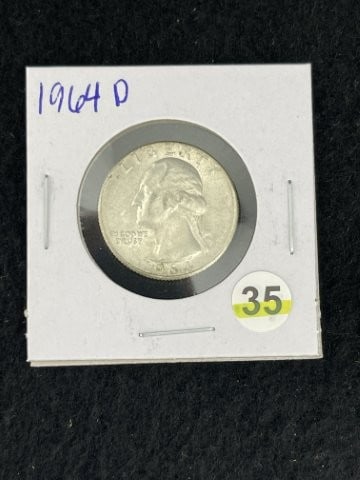 1964 D Washington Quarter Silver Coin: KEY WORDS: INDIAN ARTIFACT ARTIFACTS ARROWHEAD ARROWHEADS NATIVE AMERICAN MISSISSIPPIAN QUAPAW CADDO POTTERY COINS MORGAN DOLLAR PEACE DOLLAR SILVER COINS. All coins have been Sigma tested for authent