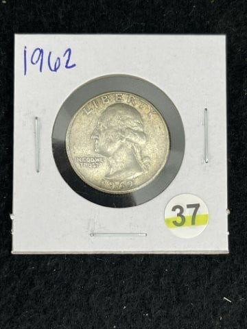 1962 Washington Quarter Silver Coin: KEY WORDS: INDIAN ARTIFACT ARTIFACTS ARROWHEAD ARROWHEADS NATIVE AMERICAN MISSISSIPPIAN QUAPAW CADDO POTTERY COINS MORGAN DOLLAR PEACE DOLLAR SILVER COINS. All coins have been Sigma tested for authent