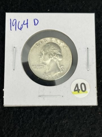 1964 D Washington Quarter Silver Coin: KEY WORDS: INDIAN ARTIFACT ARTIFACTS ARROWHEAD ARROWHEADS NATIVE AMERICAN MISSISSIPPIAN QUAPAW CADDO POTTERY COINS MORGAN DOLLAR PEACE DOLLAR SILVER COINS. All coins have been Sigma tested for authent