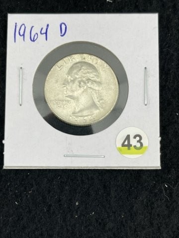 1964 D Washington Quarter Silver Coin: KEY WORDS: INDIAN ARTIFACT ARTIFACTS ARROWHEAD ARROWHEADS NATIVE AMERICAN MISSISSIPPIAN QUAPAW CADDO POTTERY COINS MORGAN DOLLAR PEACE DOLLAR SILVER COINS. All coins have been Sigma tested for authent