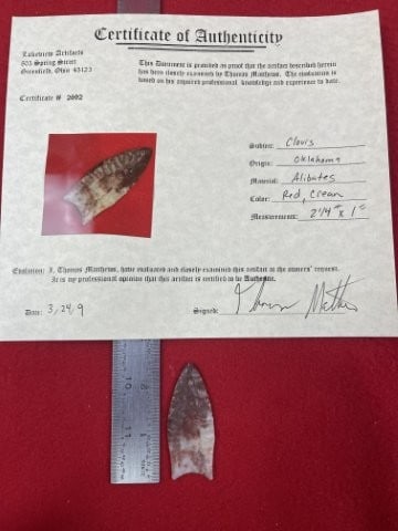 Clovis with Thomas Mathews COA from Oklahoma Indian Artifact Arrowhead (1 of 6)