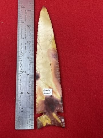 7 & 1/4" Oceola made of beautiful material great flaking Indian Artifact Arrowhead: KEY WORDS: INDIAN ARTIFACT ARTIFACTS ARROWHEAD ARROWHEADS NATIVE AMERICAN MISSISSIPPIAN QUAPAW CADDO POTTERY COINS MORGAN DOLLAR PEACE DOLLAR SILVER COINS. All coins have been Sigma tested for authent