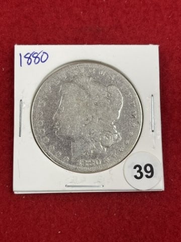 1880 Morgan Silver Dollar Coin: KEY WORDS: INDIAN ARTIFACT ARTIFACTS ARROWHEAD ARROWHEADS NATIVE AMERICAN MISSISSIPPIAN QUAPAW CADDO POTTERY COINS MORGAN DOLLAR PEACE DOLLAR SILVER COINS. All coins have been Sigma tested for authent