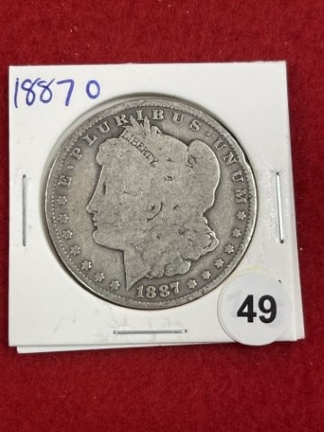 1887 O Morgan Silver Dollar Coin: KEY WORDS: INDIAN ARTIFACT ARTIFACTS ARROWHEAD ARROWHEADS NATIVE AMERICAN MISSISSIPPIAN QUAPAW CADDO POTTERY COINS MORGAN DOLLAR PEACE DOLLAR SILVER COINS. All coins have been Sigma tested for authent