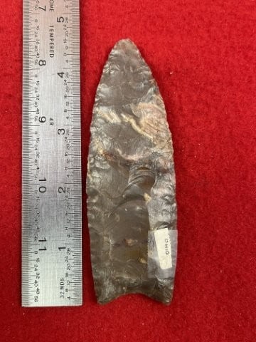 4 & 3/8" Clovis from Ohio nice Flutes great color Indian Artifact Arrowhead: KEY WORDS: INDIAN ARTIFACT ARTIFACTS ARROWHEAD ARROWHEADS NATIVE AMERICAN MISSISSIPPIAN QUAPAW CADDO POTTERY COINS MORGAN DOLLAR PEACE DOLLAR SILVER COINS. All coins have been Sigma tested for authent