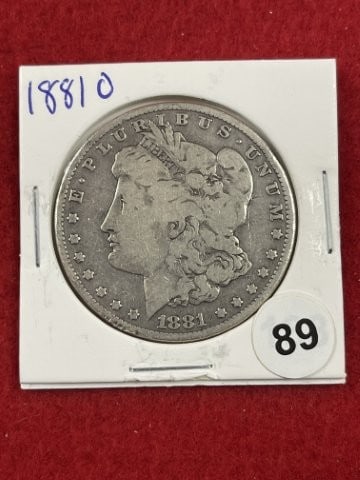 1881 O Morgan Silver Dollar Coin: KEY WORDS: INDIAN ARTIFACT ARTIFACTS ARROWHEAD ARROWHEADS NATIVE AMERICAN MISSISSIPPIAN QUAPAW CADDO POTTERY COINS MORGAN DOLLAR PEACE DOLLAR SILVER COINS. All coins have been Sigma tested for authent
