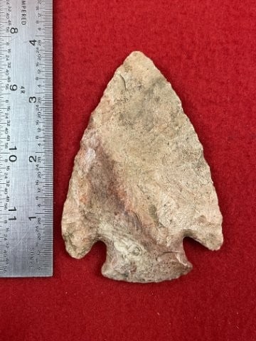 3 & 3/4" Snyders Indian Artifact Arrowhead: KEY WORDS: INDIAN ARTIFACT ARTIFACTS ARROWHEAD ARROWHEADS NATIVE AMERICAN MISSISSIPPIAN QUAPAW CADDO POTTERY COINS MORGAN DOLLAR PEACE DOLLAR SILVER COINS. All coins have been Sigma tested for authent