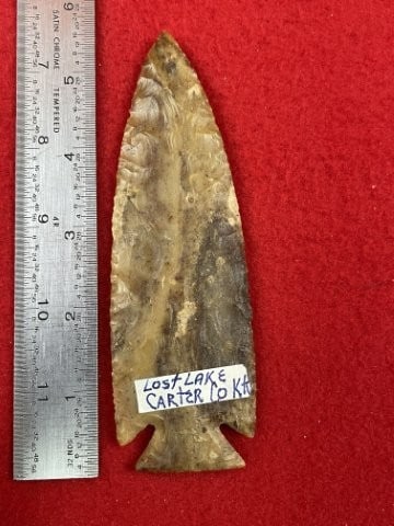 5 & 1/2" Lost Lake from Carter County, Kentucky Indian Artifact Arrowhead: KEY WORDS: INDIAN ARTIFACT ARTIFACTS ARROWHEAD ARROWHEADS NATIVE AMERICAN MISSISSIPPIAN QUAPAW CADDO POTTERY COINS MORGAN DOLLAR PEACE DOLLAR SILVER COINS. All coins have been Sigma tested for