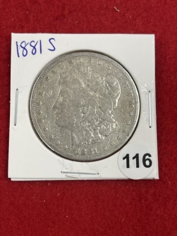 1881 S Morgan Silver Dollar Coin: KEY WORDS: INDIAN ARTIFACT ARTIFACTS ARROWHEAD ARROWHEADS NATIVE AMERICAN MISSISSIPPIAN QUAPAW CADDO POTTERY COINS MORGAN DOLLAR PEACE DOLLAR SILVER COINS. All coins have been Sigma tested for authent