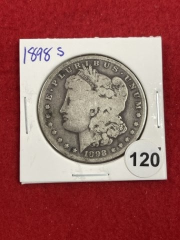 1898 S Morgan Silver Dollar Coin: KEY WORDS: INDIAN ARTIFACT ARTIFACTS ARROWHEAD ARROWHEADS NATIVE AMERICAN MISSISSIPPIAN QUAPAW CADDO POTTERY COINS MORGAN DOLLAR PEACE DOLLAR SILVER COINS. All coins have been Sigma tested for authent