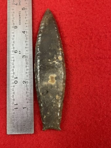 4 & 3/4" Cumberland fluted to the tip on both sides great workmanship Indian Artifact Arrowhead: KEY WORDS: INDIAN ARTIFACT ARTIFACTS ARROWHEAD ARROWHEADS NATIVE AMERICAN MISSISSIPPIAN QUAPAW CADDO POTTERY COINS MORGAN DOLLAR PEACE DOLLAR SILVER COINS. All coins have been Sigma tested for authent