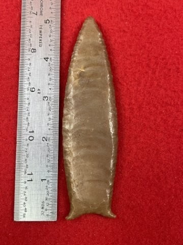 5" Cumberland outstanding flutes on both sides Indian Artifact Arrowhead: KEY WORDS: INDIAN ARTIFACT ARTIFACTS ARROWHEAD ARROWHEADS NATIVE AMERICAN MISSISSIPPIAN QUAPAW CADDO POTTERY COINS MORGAN DOLLAR PEACE DOLLAR SILVER COINS. All coins have been Sigma tested for authent