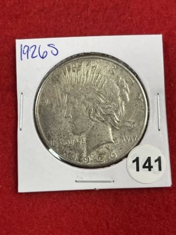 1926 S Peace Silver Dollar Coin: KEY WORDS: INDIAN ARTIFACT ARTIFACTS ARROWHEAD ARROWHEADS NATIVE AMERICAN MISSISSIPPIAN QUAPAW CADDO POTTERY COINS MORGAN DOLLAR PEACE DOLLAR SILVER COINS. All coins have been Sigma tested for