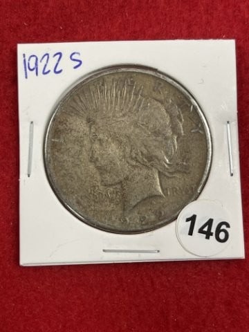 1922 S Peace Silver Dollar Coin: KEY WORDS: INDIAN ARTIFACT ARTIFACTS ARROWHEAD ARROWHEADS NATIVE AMERICAN MISSISSIPPIAN QUAPAW CADDO POTTERY COINS MORGAN DOLLAR PEACE DOLLAR SILVER COINS. All coins have been Sigma tested for