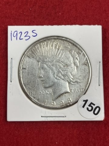 1923 S Peace Silver Dollar Coin: KEY WORDS: INDIAN ARTIFACT ARTIFACTS ARROWHEAD ARROWHEADS NATIVE AMERICAN MISSISSIPPIAN QUAPAW CADDO POTTERY COINS MORGAN DOLLAR PEACE DOLLAR SILVER COINS. All coins have been Sigma tested for