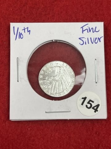 1/10th Fine Silver Coin: KEY WORDS: INDIAN ARTIFACT ARTIFACTS ARROWHEAD ARROWHEADS NATIVE AMERICAN MISSISSIPPIAN QUAPAW CADDO POTTERY COINS MORGAN DOLLAR PEACE DOLLAR SILVER COINS. All coins have been Sigma tested for authent