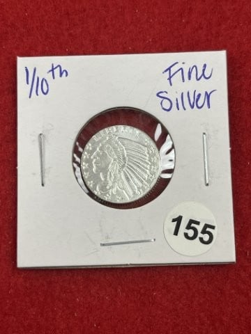 1/10th Fine Silver Coin: KEY WORDS: INDIAN ARTIFACT ARTIFACTS ARROWHEAD ARROWHEADS NATIVE AMERICAN MISSISSIPPIAN QUAPAW CADDO POTTERY COINS MORGAN DOLLAR PEACE DOLLAR SILVER COINS. All coins have been Sigma tested for authent