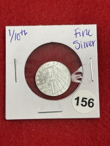 1/10th Fine Silver Coin: KEY WORDS: INDIAN ARTIFACT ARTIFACTS ARROWHEAD ARROWHEADS NATIVE AMERICAN MISSISSIPPIAN QUAPAW CADDO POTTERY COINS MORGAN DOLLAR PEACE DOLLAR SILVER COINS. All coins have been Sigma tested for authent