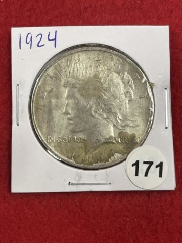 1924 Peace Silver Dollar Coin (1 of 2)