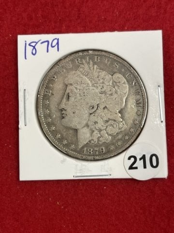 1879 Morgan Silver Dollar Coin: KEY WORDS: INDIAN ARTIFACT ARTIFACTS ARROWHEAD ARROWHEADS NATIVE AMERICAN MISSISSIPPIAN QUAPAW CADDO POTTERY COINS MORGAN DOLLAR PEACE DOLLAR SILVER COINS. All coins have been Sigma tested for