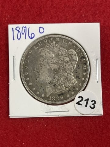 1896 O Morgan Silver Dollar Coin: KEY WORDS: INDIAN ARTIFACT ARTIFACTS ARROWHEAD ARROWHEADS NATIVE AMERICAN MISSISSIPPIAN QUAPAW CADDO POTTERY COINS MORGAN DOLLAR PEACE DOLLAR SILVER COINS. All coins have been Sigma tested for
