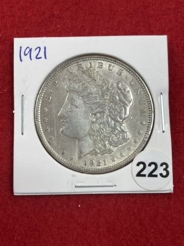 1921 Morgan Silver Dollar Coin: KEY WORDS: INDIAN ARTIFACT ARTIFACTS ARROWHEAD ARROWHEADS NATIVE AMERICAN MISSISSIPPIAN QUAPAW CADDO POTTERY COINS MORGAN DOLLAR PEACE DOLLAR SILVER COINS. All coins have been Sigma tested for