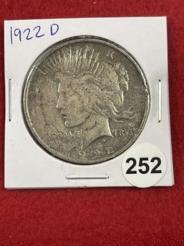 1922 D Peace Silver Dollar Coin: KEY WORDS: INDIAN ARTIFACT ARTIFACTS ARROWHEAD ARROWHEADS NATIVE AMERICAN MISSISSIPPIAN QUAPAW CADDO POTTERY COINS MORGAN DOLLAR PEACE DOLLAR SILVER COINS. All coins have been Sigma tested for